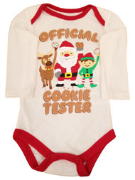 Infant Boys Christmas Official Cookie Tester Elf Holiday Creeper Bodysuit