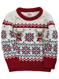 Infant & Toddler Boys & Girls Ivory Reindeer Christmas Holiday Sweater
