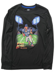 Athletic Works Boys Silky Black Long Sleeve Football Pro Tee Shirt