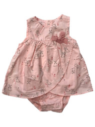 Carters Infant Girls Pink Bunny Rabbit Baby Romper Sun Dress Bodysuit