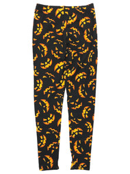 Junior Womens Black & Orange Pumpkin Halloween Leggings Stretch Pants