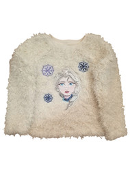 Disney Frozen Girls Elsa Cream Colored Faux Fur Soft Furry Sweater Top
