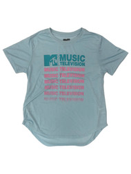 MTV Junior Womens Blue Music Television T-Shirt Tee Shirt