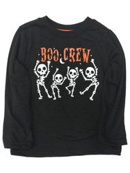 Infant Boys Long Sleeve Black Boo Crew Skeleton Baby Halloween Tee Shirt