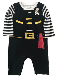 Infant Boy Halloween Baby Outfit Black Skull Pirate Jumper Coverall