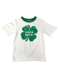St Patricks Boys White Short Sleeve I Pinch Back Shamrock Tee Shirt