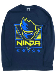 Ninja Boys Navy Blue Long Sleeve Video Game Tee Shirt Gamer T-Shirt
