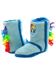 My Little Pony Womens Plush Blue Rainbow Dash Bootie Slippers Boots