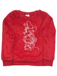 Disney Minnie Mouse Toddler Girls Red Soft Faux Fur Holiday Sweatshirt