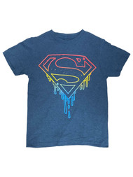 DC Comics Superman Boys Blue Short Sleeve Super Man Paint Tee Shirt