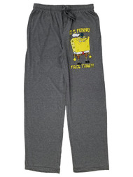 Spongebob Squarepants Mens Gray Funny Face Time Sleep Pants Pajama Bottoms
