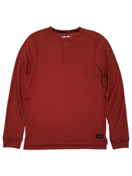 MSX By Michael Strahan Mens Red Premium Mesh Long Sleeve Henley Shirt