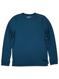 MSX By Michael Strahan Mens Blue Premium Mesh Long Sleeve Henley Shirt