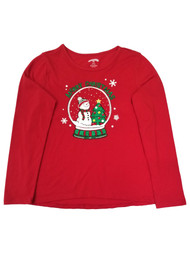 Girls Merry Christmas Snowman Snow Globe Long-Sleeved Tee Shirt T-Shirt L (10-12)