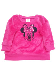 Disney Minnie Mouse Infant Girls Hot Pink Soft Faux Fur Furry Sweatshirt