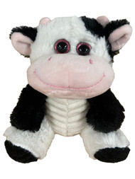 Celebrate Soft Fleece Small Fluffy Black & White Cow Stuffed Animal 7" Plush Pal