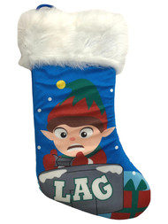 Fuzzy Blue Elf Video Gamer Lag Holiday Christmas Stocking