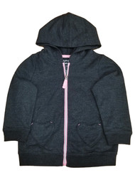 Infant Girls Sparkly Charcoal Gray Zip Up Hoodie Sweatshirt w/ Heart Pockets