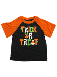 Toddler Boys Short Sleeve Black Trick or Treat Halloween Tee Shirt T-Shirt