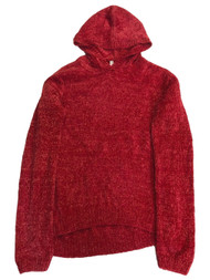 Girls Cherry Red Fall Autumn Winter Holiday Chenille Hooded Sweater XL (14/16)