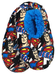 DC Comics Boys Blue Sherpa Lined Superman Slippers Shoes Super Man
