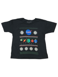 Chemisty Boys Black Short Sleeve Christmas Holiday Nasa Tee Shirt
