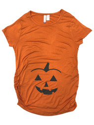 Womens Orange Pumpkin Belly Maternity Halloween Tee Shirt T-Shirt