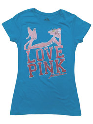 Womens Blue Love Pink Panther Short Sleeve Top Tee Shirt T-Shirt
