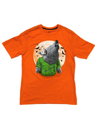 Boys Orange Short Sleeve Werewolf Halloween T-Shirt Howling Wolf Shirt