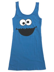 Cookie Monster Womens Blue Slim Fit Stretchy Tank Dress