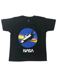 Hyper Space Boys Black Rainbow Short Sleeve NASA  Astronaut Tee Shirt