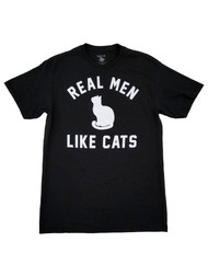 Walnut & 39th Mens Black Real Men Like Cats Novelty T-Shirt