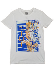 Marvel Mens White Superhero Team Up Graphic Print Wolverine Iron Man T-Shirt