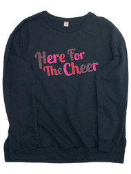 Womens Black Holiday Here for the Cheer Sweatshirt Christmas Sweat Shirt