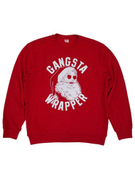 Holiday Time Mens Red Gansta Wrapper Santa Claus Christmas Sweatshirt