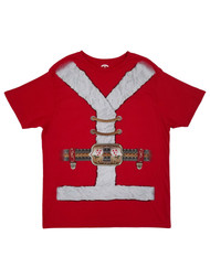 Mens Red Santa Claus Suit Costume Tee Short Sleeve Christmas T-Shirt