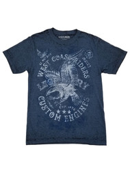 Mens Indigo Black Wash West Coast Riders High Eagle Short Sleeve T-Shirt S