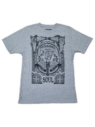 Mens Charcoal Heather Rock & Roll Soul Graphic Tee Short Sleeve T-Shirt