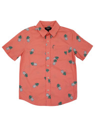 Urban Pipeline Boys Coral Pineapple Short Sleeve Button-Down Poplin Shirt