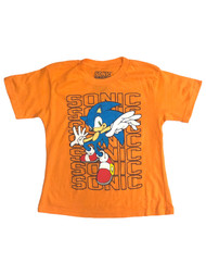 Sonic the Hedgebog Boys Orange Short Sleeve Gamer Tee Shirt T-Shirt