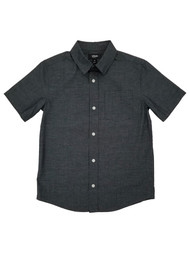 Urban Pipeline Boys Black Heather Short Sleeve Button-Down Poplin Shirt