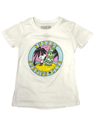 Peanuts Girls White Sparkle Short Sleeve Snoopy Surfing Club Tee Shirt S (6-6X)