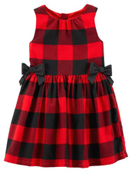 Carters Toddler Girls Red & Black Buffalo Plaid Christmas Holiday Tank Dress