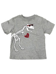 Infant & Toddler Boys Gray Dinosaur Skeleton Valentines Day Tee Shirt