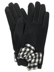 Womens Black & White Buffalo Plaid Stretch Fit Texting & Tech Touchscreen Gloves