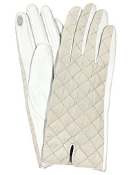 Womens Quilted Off White Ivory Stretch Fit Texting & Tech Touchscreen Gloves