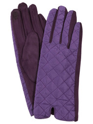 Womens Quilted Purple Stretch Fit Texting & Tech Touchscreen Gloves