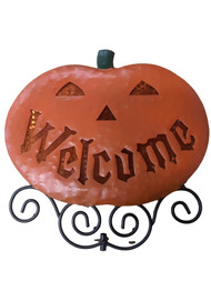 Halloween Light-Up Metal Pumpkin Pathway Stake Yard Decoration 13in x 10in