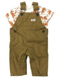 Carters Infant Boys 2pc Baby Outfit Brown Overalls & White Tiger Tee Set