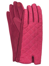 Womens Quilted Pink Stretch Fit Texting & Tech Touchscreen Gloves